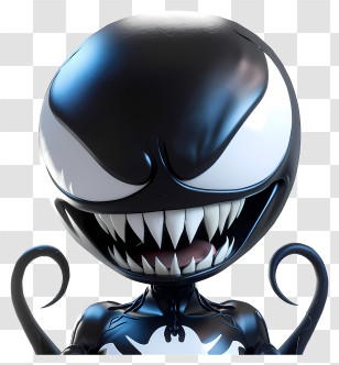 Venom - Black Cartoon Creature With Wide Smile Transparent PNG