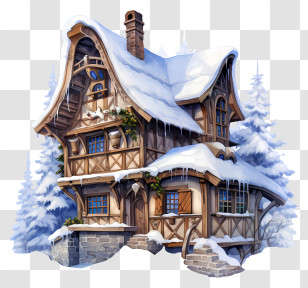 Winter House - Snow-Covered Cabin In Winter Wonderland Transparent PNG