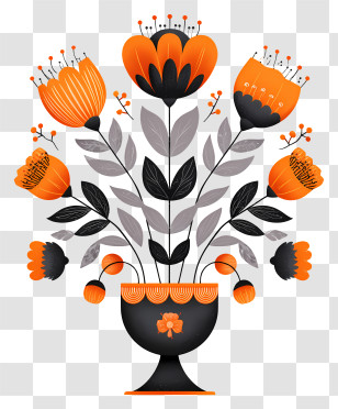 Orange Altar Flowers - Orange And Black Floral Arrangement Transparent PNG