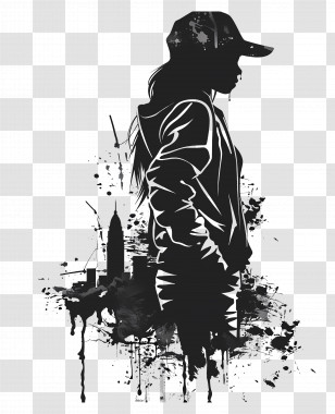 Girl Silhouette - Urban Silhouette Of A Girl Transparent PNG