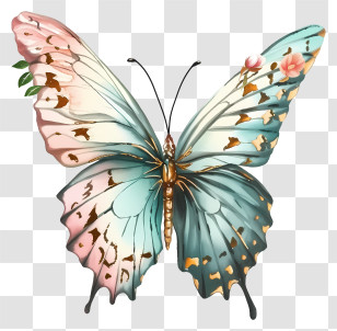 Detailed Illustrations - Beautiful Multicolored Butterfly Art Transparent PNG