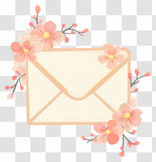 Cute Mail - Floral Envelope With Pink Flowers Transparent PNG