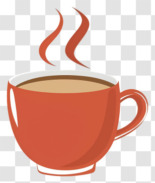 Red Mug - Steaming Coffee Cup Illustration With Simple Design Transparent PNG