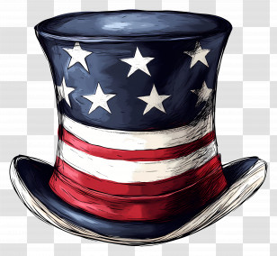 Uncle Sam Hat - Patriotic Top Hat With Stars And Stripes Design Transparent PNG