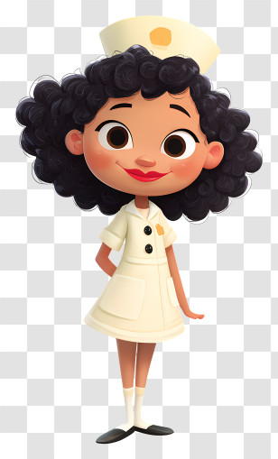 Nurse - Curly-haired Nurse Cartoon Transparent PNG
