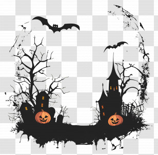 Halloween Frame - Spooky Haunted House Frame For Halloween Transparent PNG