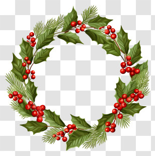Christmas Wreath - Christmas-themed Holly Wreath Decoration Transparent PNG