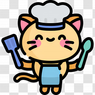 Chef - Cute Cat Chef With Cooking Utensils Transparent PNG