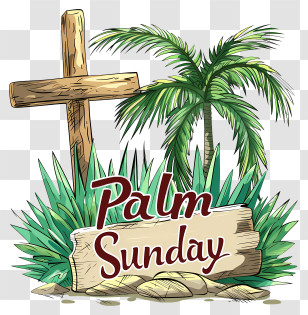 Palm Sunday - Palm Sunday Illustration With Palm Trees And Cross Transparent PNG