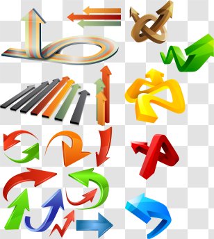 A Variety Of Three-dimensional Arrow Vector Material - Drawing - Geometry Transparent PNG