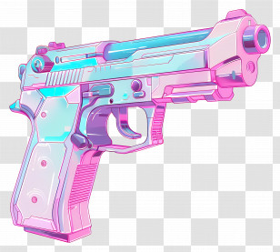 Vaporwave Gun - Colorful Pastel Gun Illustration Transparent PNG