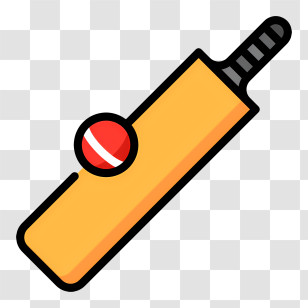 Cricket Icon - Cricket Bat And Ball Transparent PNG