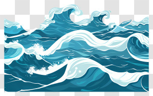 Sea Waves - Beautiful Ocean Waves Illustration Transparent PNG