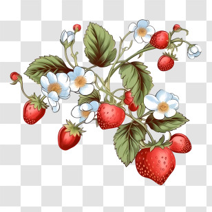 Strawberry - Strawberry Plant With Red Berries Transparent PNG