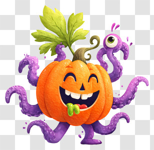 Octopus Pumpkin Walking - Pumpkin Tentacle Monster Transparent PNG