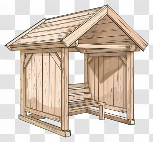 Summer Shelter - Wooden Shelter With Bench Transparent PNG