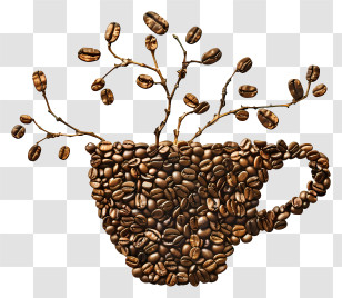 Coffee Beans Cup - Creative Coffee Cup Made With Beans Transparent PNG