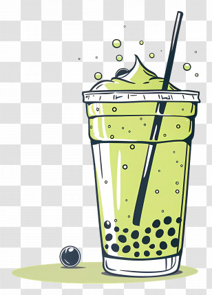Matcha Bubble Tea - Green Bubble Tea Illustration Transparent PNG