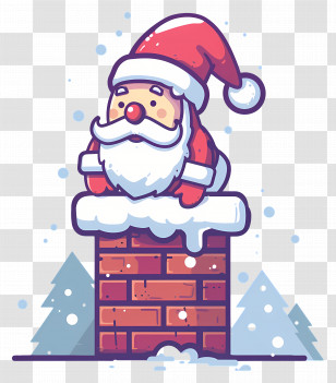 Santa Claus In Chimney - Santa Claus Cartoon Illustration Stuck In Chimney Transparent PNG
