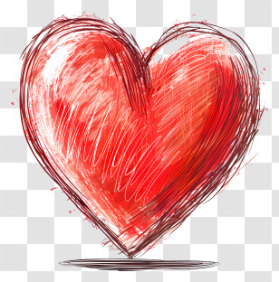 Doodle Heart - Red Hand-Drawn Heart Illustration Transparent PNG