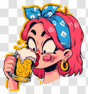 Drinking Beer - Girl With Drink Transparent PNG