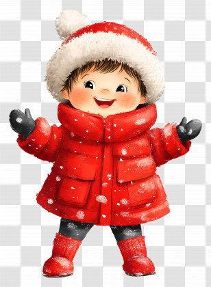 Happy Child - Happy Child In Red Winter Coat Transparent PNG
