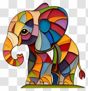 Baby Elephant - Stained Glass Style Elephant Transparent PNG