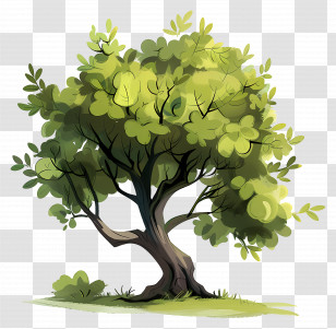 Tree - Green Tree Illustration With Dense Foliage Transparent PNG