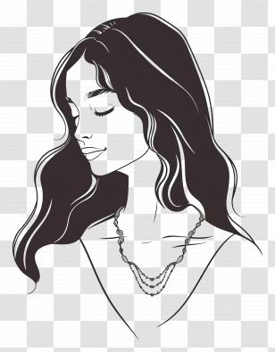 Girl Logo - Silhouette Of A Woman Wearing A Necklace Transparent PNG