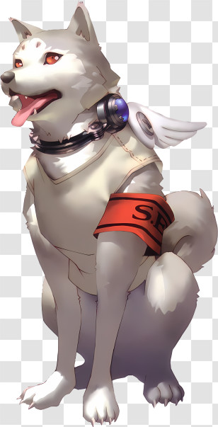 Shin Megami Tensei - Anime-Style Dog Character With Collar And Arm Band Transparent PNG