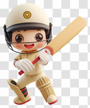 Cricket Player - Cartoon Cricketer Ready To Play Transparent PNG