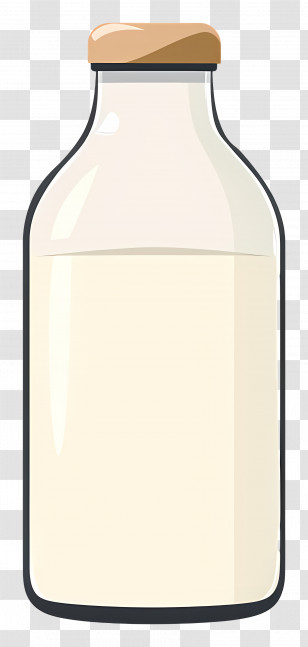 Milk Bottle - Minimalistic Milk Bottle Illustration Transparent PNG