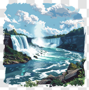 Niagara Falls - Beautiful Waterfall Landscape Illustration Transparent PNG