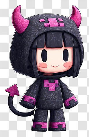 Minecraft Kuromi - Black Devil Costume Character In Cute Style Transparent PNG