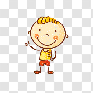 Stick Figure - Cartoon Illustration Of A Smiling Boy Waving Transparent PNG
