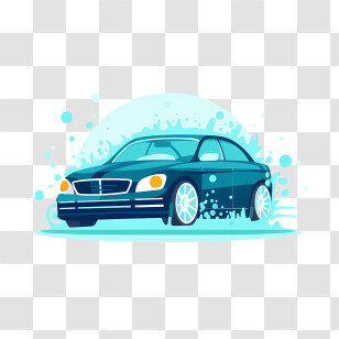 Car Wash - Blue Car With Washing Bubbles Illustration Transparent PNG