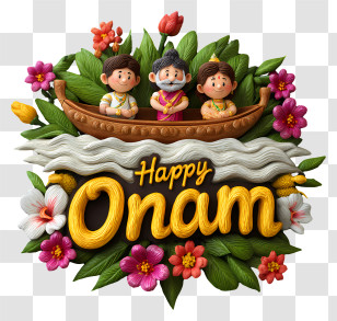 Happy Onam Text - Happy Onam Festival Illustration Transparent PNG