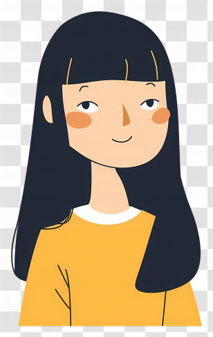 Asian Woman - Smiling Girl With Black Hair And Yellow Shirt Transparent PNG