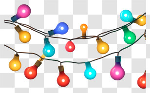 Multicolored Light Bulbs - Colorful Close-Up Of String Bulbs Transparent PNG