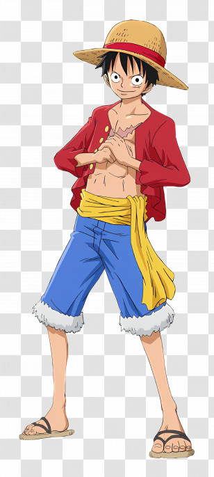 Luffy - Cartoon Character With Straw Hat Transparent PNG