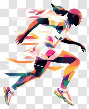 Sportsmanship - Colorful Illustration Of A Woman Running Transparent PNG