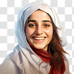 Smiling Arab Girl
 - Smiling Woman In White Headscarf Illustration Transparent PNG