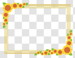 Sunflower Corner Frame - Sunflower-Themed Frame Border Transparent PNG