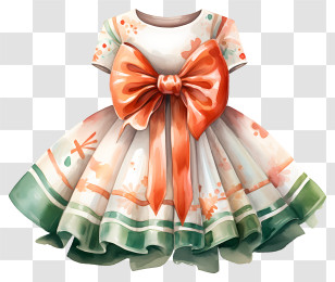 White Dress - Beautiful Flower Girl Dress With Orange Bow Transparent PNG