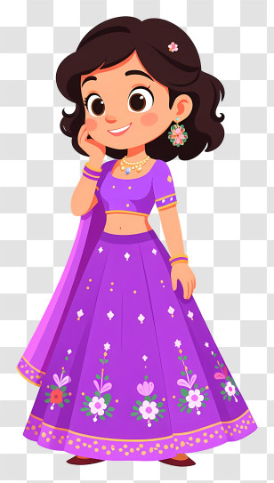 Bollywood India Festive Girl Lehenga - Cute Girl In Purple Lehenga Transparent PNG