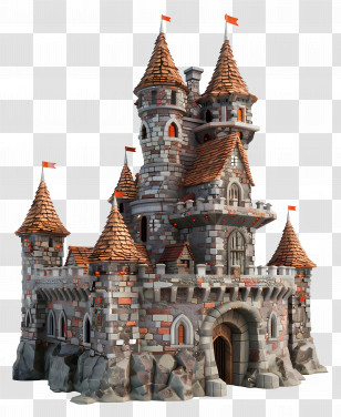 Medieval Castle - Fantasy Castle With Towers And Stone Design Transparent PNG