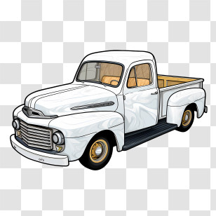 Vintage Truck - Classic White Pickup Truck Illustration Transparent PNG