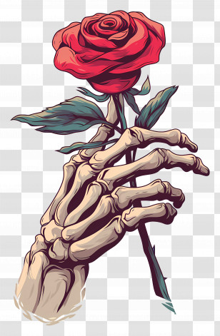 Skeleton Hand Holding Rose - Skeleton Hand Holding A Rose Transparent PNG