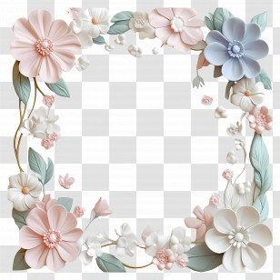 Pastel Floral Frame - Pastel Flowers Frame Transparent PNG