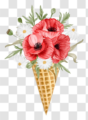Wax Paper Cone - Flower Bouquet In Cone Illustration Transparent PNG
